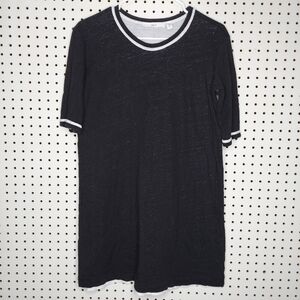 Wilt 100% Linen Tshirt-Dress Small Short Sleeve Crew Colorblock Trim Mini *FLAW